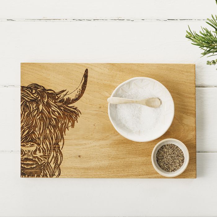 Highland Cow 30cm Oak Serving Board