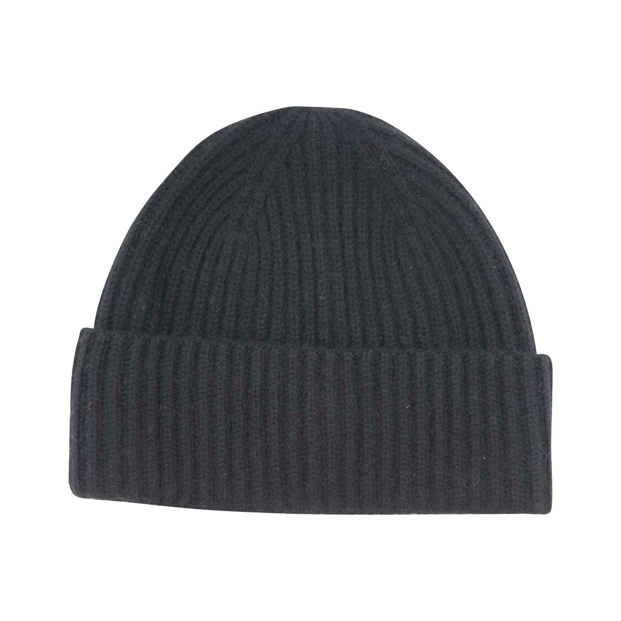 100% Cashmere Rib Beanie - Black