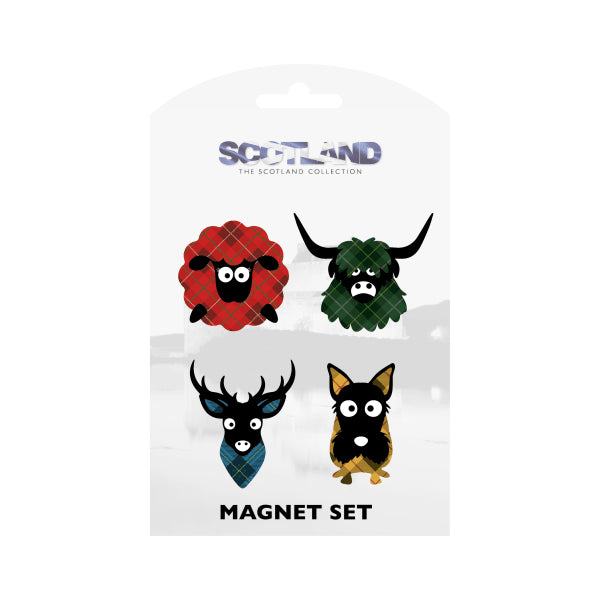 Scottish Tartan Character 4pk Magnet Set