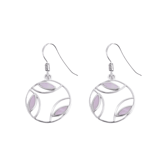 Mackintosh Circle Rose Enamelled Drop Earrings