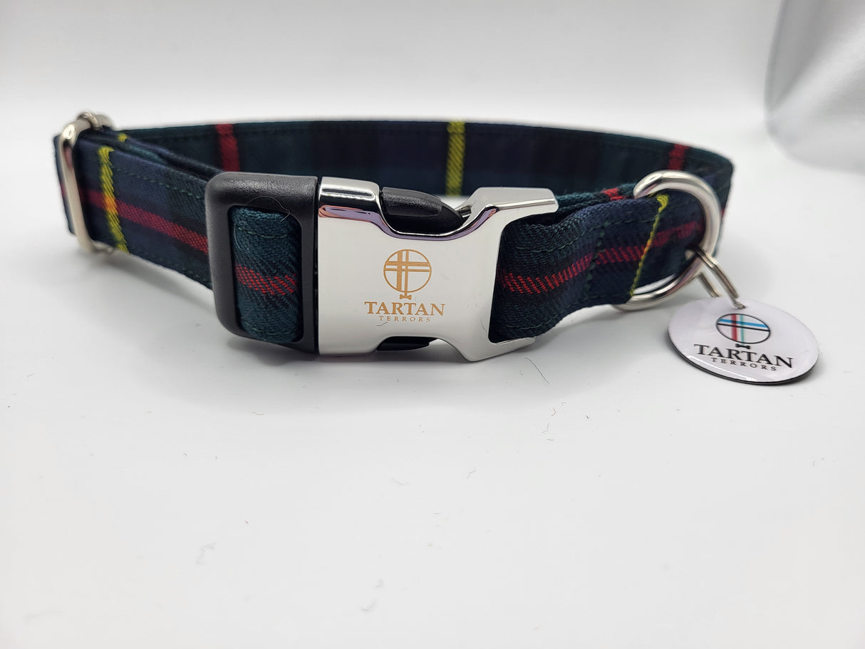 Macleod of Harris Tartan Dog Collar Large Approx 45-58cm round, 25mm wide