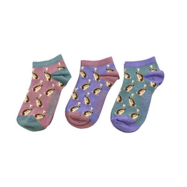 Ladies Heritage 3pk Bamboo Trainer Socks - Hare