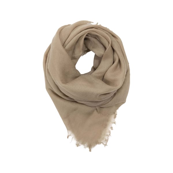 100% Cashmere Feather Fringe Scarf - Pebble