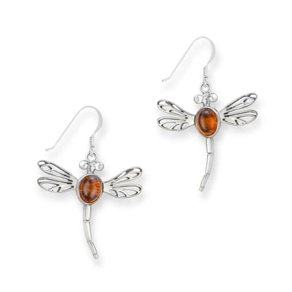 Dragonfly in Amber Drop Earrings (Outlander Inspired)