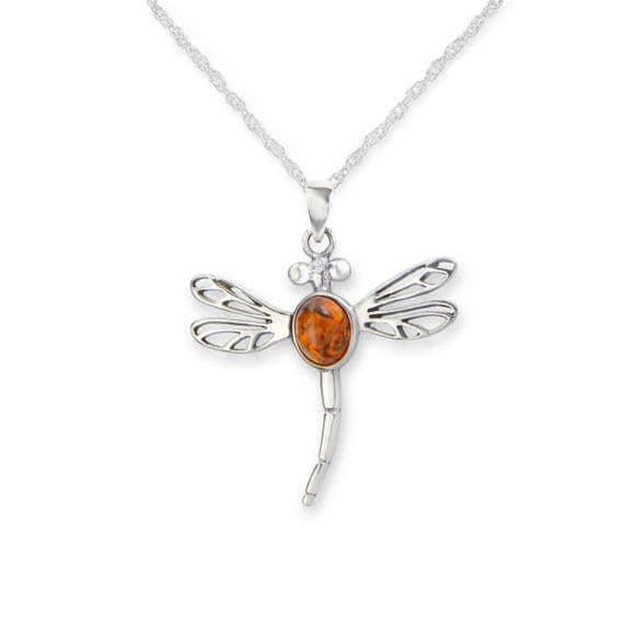 Dragonfly in Amber Pendant (Outlander Inspired)