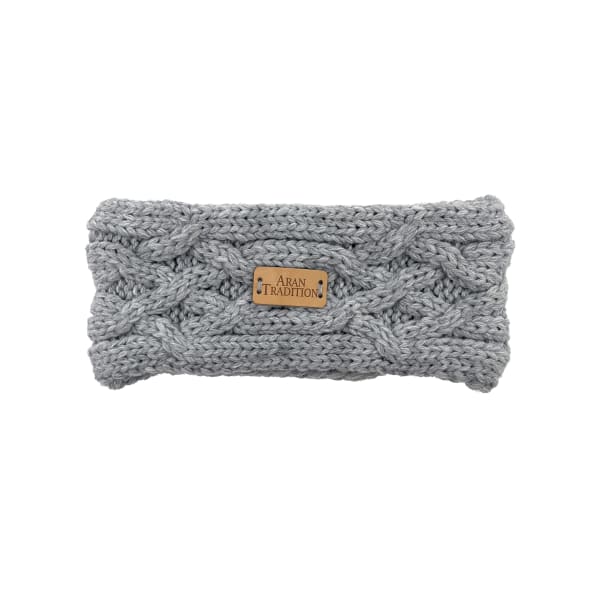 Aran Cable Knit Headband - Silver Grey