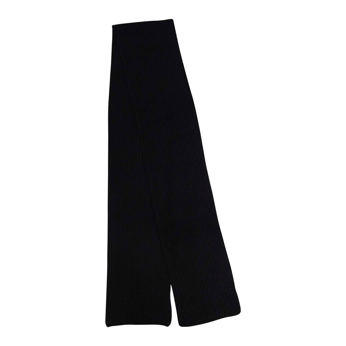 100% Cashmere Skinny Rib Scarf - Black