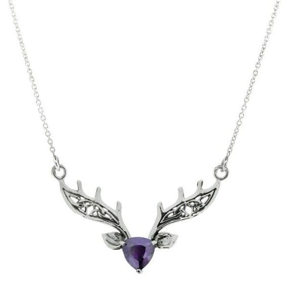 Highland Stag Amethyst Colour Stone Pendant