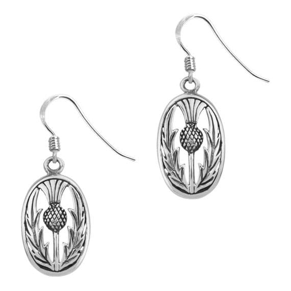 Oval Thistle Drop Earring