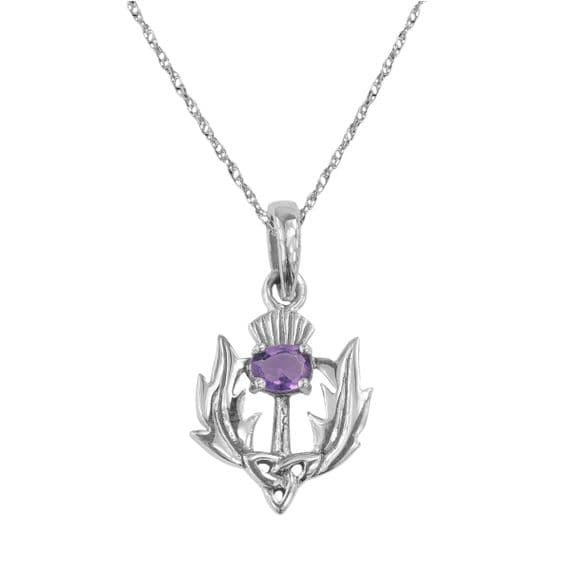 Classic Thistle with Amethyst Colour Stone Pendant