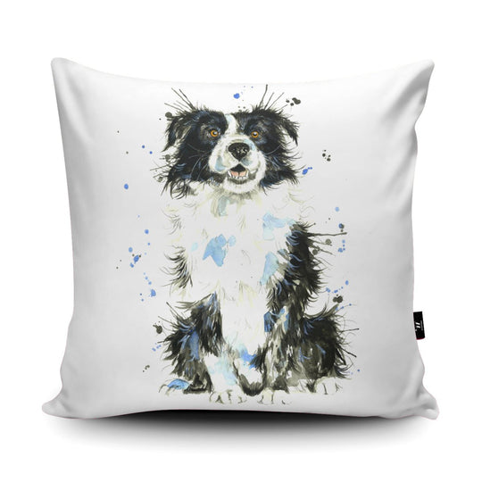 Splatter Border Collie Vegan-Suede Cushion