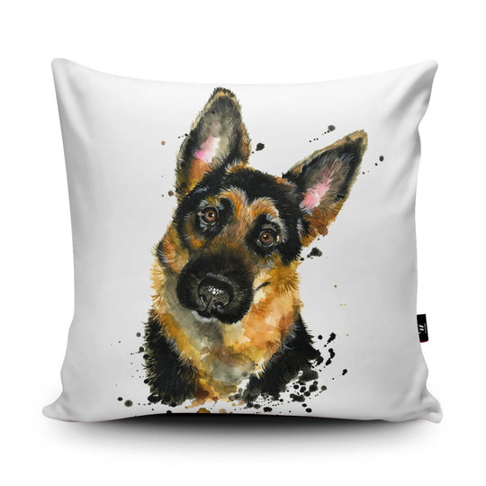 Splatter German Shepherd Vegan-Suede Cushion