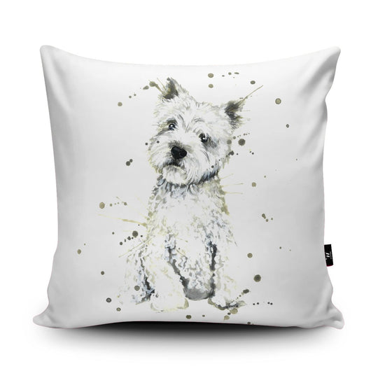 Splatter Westie Vegan-Suede Cushion