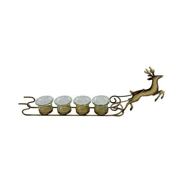 Stag & Sleigh Tealight Holder 48cm