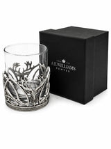 Pewter Stag Glass Whisky Tumbler