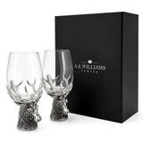 Pewter Stag Stem Pair Of Wine Glasses