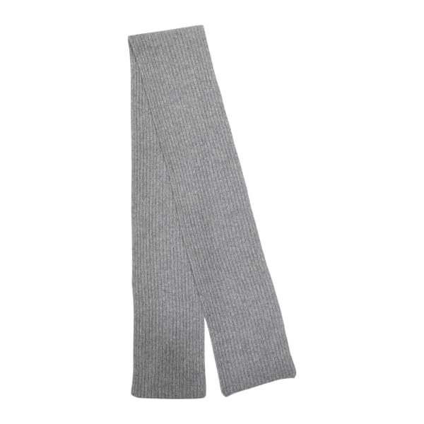 100% Cashmere Skinny Rib Scarf - Grey Melange