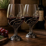 Pewter Celtic Swirl Stem Pair Of Wine Glasses