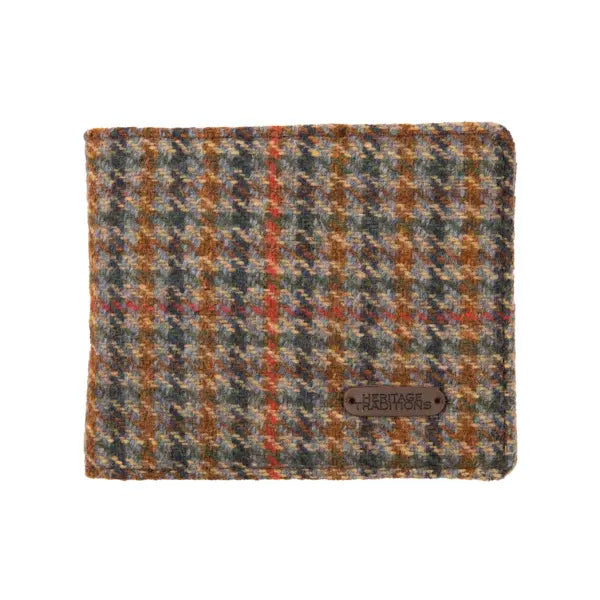 Heritage Tweed Wallet - Country Houndstooth Petrol Rust