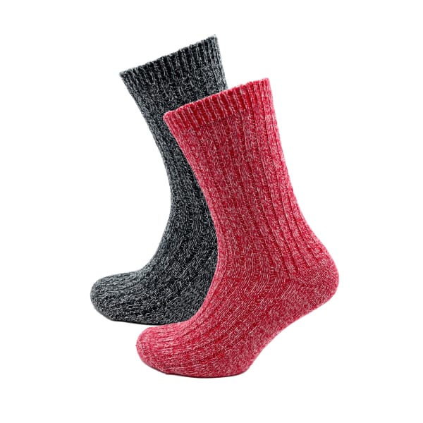 Merino Mix Ladies Walking Sock - Red/Charcoal Marl