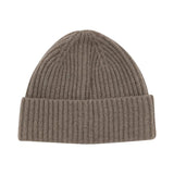 100% Cashmere Rib Beanie - Mushroom