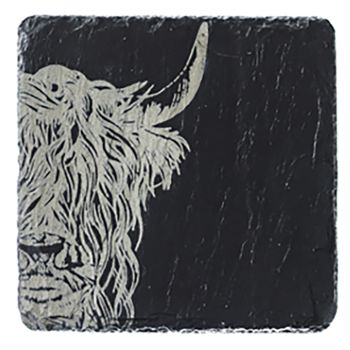 Highland Cow Slate Coaster