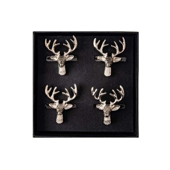 Stag 4 Napkin Rings (Gift Boxed)