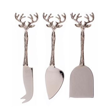 Stag Head Cheese Serving Knives (Gift Boxed)