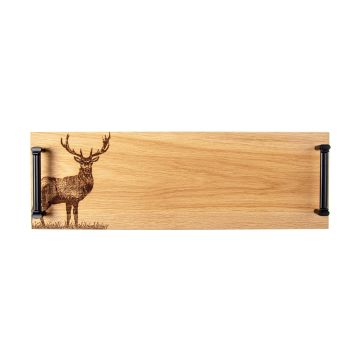 Monarch Stag Black Steel Handles Oak Tray